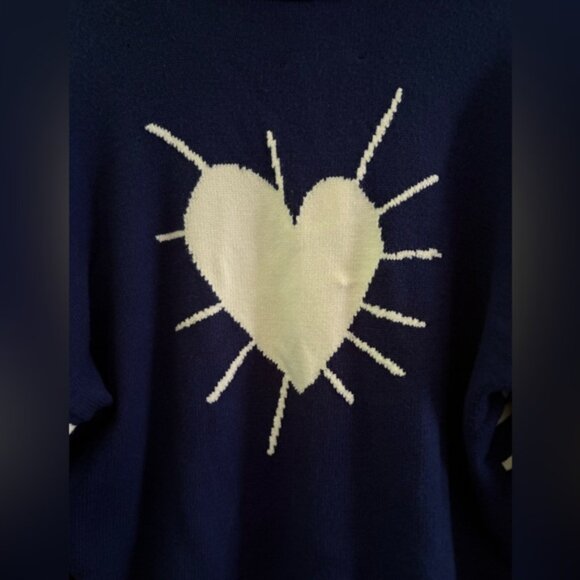 Kerri Rosenthal XOKR Women's Navy and White Striped Hoodie with Heart - Picture 4 of 7